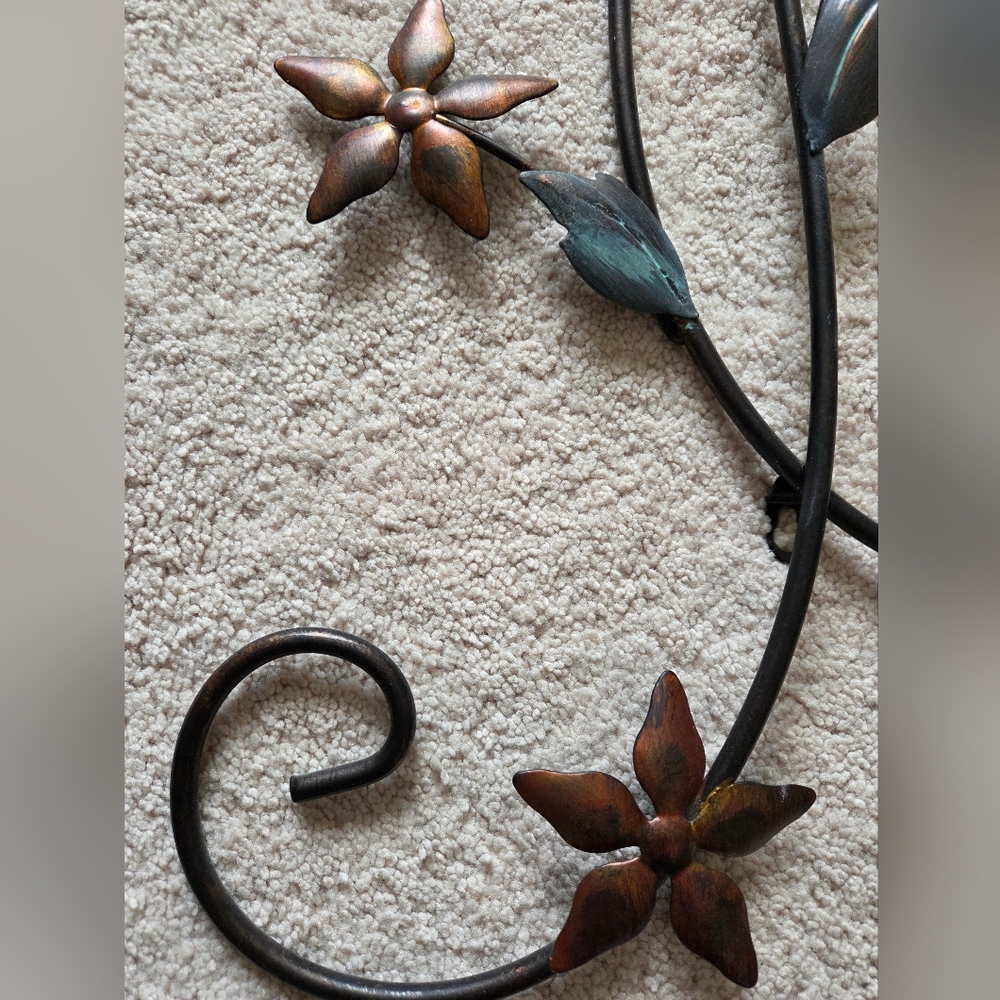 Floral Metal Wall Art Decor in Black and Brown - Picture 4 of 4